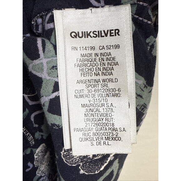 Quicksilver Men’s Hawaiian Boarding Shirt Navy Blue Slim Fit Cotton Size Medium - Picture 9 of 11